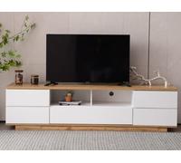boorbin Mueble de TV moderno de color blanco, 180 cm x 38 x 46 cm