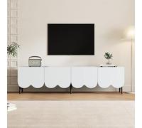 boorbin Mueble de TV moderno en color blanco con patrón único, para televisores de hasta 80 pulgadas, dos puertas y gestión de cables, 180 x 40 x 45 cm