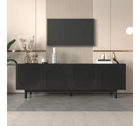 boorbin Mueble moderno para TV negro, paneles de inserción ajustables, muebles ligeros de TV de lujo, 175 x 38 x 56 cm (negro, 175 x 38 x 56 cm)