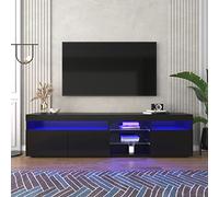 boorbin Mueble moderno para TV, panel brillante, iluminación LED variable, salón y comedor 180 cm (negro)