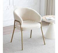 boorbin Silla de comedor blanca Moderna Cordero Terciopelo Spray Oro Silla de Comedor en Acabado Dorado,con Patas Doradas (1)