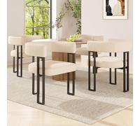 boorbin Silla de comedor de piel de cordero de alta calidad Silla de maquillaje Silla ergonómica Silla de lujo ligera Respaldo curvo (4, beige)