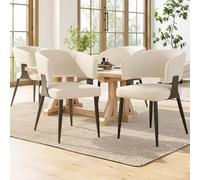 boorbin Silla de comedor de piel de cordero de alta calidad Silla de maquillaje Silla ergonómica Silla de lujo ligera Respaldo curvo (4, beige)