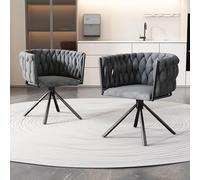 boorbin Silla de comedor de terciopelo, silla giratoria de lujo brillante para salón o dormitorio, silla giratoria con cuatro patas de metal, gris (2, gris)