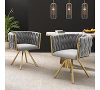 boorbin Silla de comedor de terciopelo, silla giratoria de lujo para el ocio con cuatro patas de apoyo de metal (2, gris)