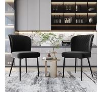 boorbin Silla de comedor, silla tapizada con respaldo, asiento de terciopelo estructura de metal (2, negro)