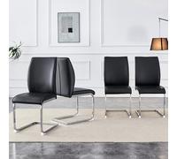 boorbin Sillas de comedor con piel de caballo loca gris, juego de 2 sillas de salón, sillas tapizadas con patas de metal plateadas, estilo europeo elegante, para cocina, comedor, salón (4, gris oscuro