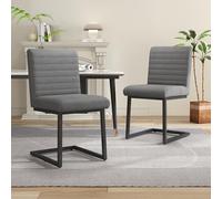 boorbin Sillas de comedor con rayas verticales,Silla tapizada con patas de metal en zigza,Silla de salón moderna,Silla para sala de descanso,Estudio y escritorio,Cuero sintético (2, Gris)