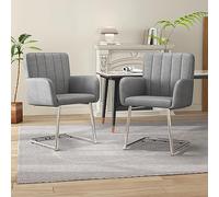 boorbin Sillas de comedor con rayas verticales,Sillón acolchado con patas de metal en zigzag, silla de salón, silla de salón, para sala de estar, sala de estudio y escritorio, piel sintética (2, gris)