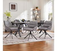 boorbin Sillas de Comedor, Giratorio 360°, Sillón de Salón, Sherpa, Asiento Suave, Cojín Ancho, Estructura de Hierro, Gris (6)