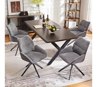 boorbin Sillas de comedor, Giratorio 360°, Sillón de salón, Sherpa, Asiento suave, Cojín ancho, Estructura de hierro, Gris (4)