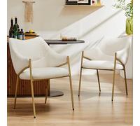 boorbin Sillas de comedor, Silla de sofá sillón de salón,Sillón con reposabrazos,Tela de felpa de cordero,Cojín de asiento grueso (2, beige)