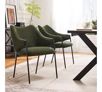 boorbin Sillas de comedor, Silla de sofá sillón de salón,Sillón con reposabrazos,Tela de felpa de cordero,Cojín de asiento grueso (2, verde)