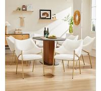 boorbin Sillas de comedor, Silla de sofá sillón de salón,Sillón con reposabrazos,Tela de felpa de cordero,Cojín de asiento grueso (6, beige)