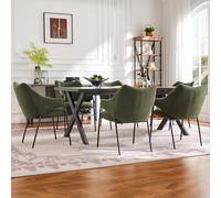 boorbin Sillas de comedor, Silla de sofá sillón de salón,Sillón con reposabrazos,Tela de felpa de cordero,Cojín de asiento grueso (6, verde)