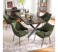 boorbin Sillas de comedor, Silla de sofá sillón de salón,Sillón con reposabrazos,Tela de felpa de cordero,Cojín de asiento grueso (4, verde)