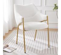 boorbin Sillas de comedor, Silla de sofá sillón de salón,Sillón con reposabrazos,Tela de felpa de cordero,Cojín de asiento grueso (1, beige)