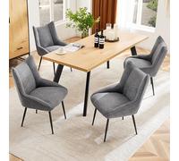 boorbin Sillas de comedor, sillón de salón, silla de sofá, sillón con reposabrazos, terciopelo, cojín grueso (4, gris)
