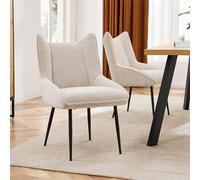 boorbin Sillas de comedor, sillón de salón, silla de sofá, sillón con reposabrazos, terciopelo, cojín grueso (2, beige)