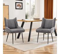 boorbin Sillas de comedor, sillón de salón, silla de sofá, sillón con reposabrazos, terciopelo, cojín grueso (2, gris)