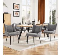boorbin Sillas de comedor, sillón de salón, silla de sofá, sillón con reposabrazos, terciopelo, cojín grueso (6, gris)