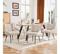 boorbin Sillas de comedor, sillón de salón, silla de sofá, sillón con reposabrazos, terciopelo, cojín grueso (6, beige)