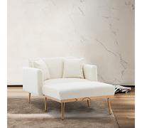 boorbin Sillón de estilo moderno, sillón reclinable reclinable, silla de sofá plegable, adecuada para sala de estar, dormitorio, estudio, sala de estudio, sofá individual (blanco)