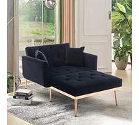 boorbin Sillón de estilo moderno, sillón reclinable reclinable, silla de sofá plegable, adecuada para sala de estar, dormitorio, estudio, sala de estudio, sofá individual (negro)