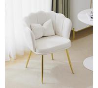 boorbin Sillón de salón moderno de terciopelo, silla de baño, cómoda, acolchada, con respaldo de pétalos y patas de metal doradas, para dormitorio/Esszim (1)