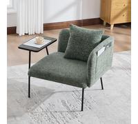 boorbin Sillón de salón, silla acento con mesa auxiliar, sillón acolchado, silla de lectura, sofá individual, sillón de televisión, para salón, dormitorio, salón, verde esmeralda