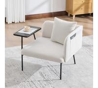 boorbin Sillón de salón, silla acento con mesa auxiliar, sillón acolchado, silla de lectura, sofá individual para salón, dormitorio, salón (beige)