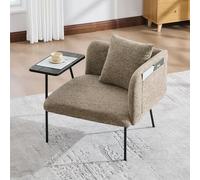 boorbin Sillón de salón, silla acento con mesa auxiliar, sillón acolchado, silla de lectura, sofá individual para salón, dormitorio, salón (caqui)