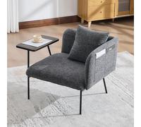 boorbin Sillón de salón, silla acento con mesa auxiliar, sillón acolchado, silla de lectura, sofá individual para salón, dormitorio, salón (gris oscuro)