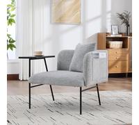 boorbin Sillón de salón, silla acento con mesa auxiliar, sillón acolchado, silla de lectura, sofá individual, sillón de televisión, para salón, dormitorio, salón (gris)