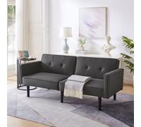 boorbin Sofá cama ajustable multifuncional 2 en 1, sofá de dos plazas, respaldo doble ajustable independientemente, con función de sueño, tela de lino de algodón (negro envejecido)
