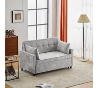 boorbin Sofá cama con función de sueño, sofá de dos plazas, sofá cama doble, respaldo ajustable, tela de chenilla, espuma de alta densidad, sofá de salón, sofá con función de cama (gris antiguo)