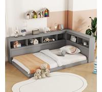 boorbin Sofá cama de 90 x 200 cm, con enchufe y 2 puertos USB, cama con somier (sin colchón), color gris