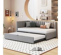 boorbin Sofá cama multifuncional en forma de L con cama nido 90/180 x 200 cm, cama tapizada en tela de terciopelo, diseño que ahorra espacio para cuna, cama de invitados (gris)