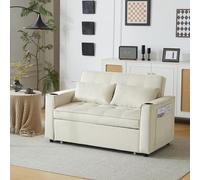 boorbin Sofá cama plegable multifunción con función de dormir, sofá cama con soporte para bebidas y almohadas, adecuado para sala de estar, dormitorio, casa de cine en casa (beige)