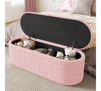 boorbin Sofá cama y reposapiés con espacio de almacenamiento, 120 x 40 cm, reposapiés acolchado con espacio de almacenamiento, sofá cama de forro polar (rosa)