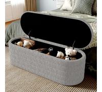 boorbin Sofá cama y reposapiés con espacio de almacenamiento, 120 x 40 cm, reposapiés acolchado con espacio de almacenamiento, sofá cama de forro polar (gris)