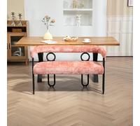 boorbin Sofá de doble par, diseño de respaldo redondeado, cómodo sofá casual moderno, tela de chenilla beige, forma única, para salón, dormitorio, oficina, sala de estar, baño, perchero (rosa)