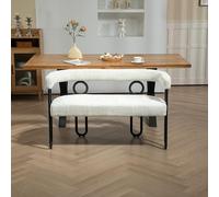 boorbin Sofá de doble par, diseño de respaldo redondeado, cómodo sofá casual moderno, tela de chenilla beige, forma única, para salón, dormitorio, oficina, sala de estar, baño, perchero (beige)