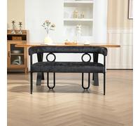 boorbin Sofá de doble pareja, diseño de respaldo redondeado, cómodo sofá casual moderno, tela de chenilla beige, forma única, para salón, dormitorio, oficina, sala de estar, baño, perchero (negro)