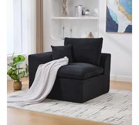 boorbin Sofá de tela minimalista moderno sofá de un solo asiento Sofá de sala de estar Funda extraíble Sillón suave y cómodo Incluye cojín Sofá, Dos piezas para comprarlas como Z (Negro)