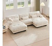 boorbin Sofá modular, cómodo sofá esquinero, asiento extragrande, tela de terciopelo y diseño ergonómico, sofá grande de 5 plazas, acolchado 100% de espuma viscoelástica (beige)