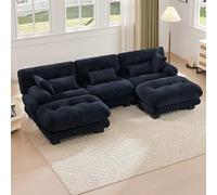 boorbin Sofá modular, cómodo sofá esquinero, asiento extragrande, tela de terciopelo y diseño ergonómico, sofá grande de 5 plazas, acolchado 100% de espuma viscoelástica (negro)