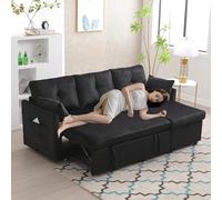 boorbin Sofá modular modular en forma de L con chaise longue reversible modular con asientos de almacenamiento (negro)