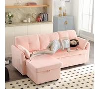boorbin Sofá modular modular en forma de L con chaise longue reversible modular con asientos de almacenamiento (rosa)