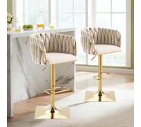 boorbin Taburete de bar vintage con respaldo y reposapiés, altura de mostrador, silla de comedor para isla de cocina, comedor, bar, mostrador, fiesta, sala de estar (marfil)